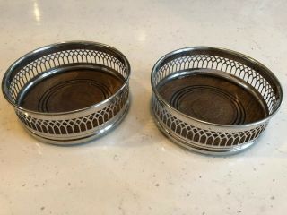2 Vintage Silver Plated Decanter / Wine Bottle Coasters