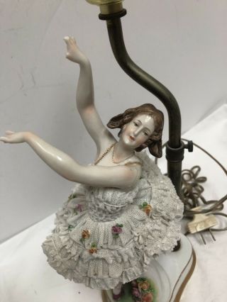 Antique Dresden figurine German porcelain Lace figurine Ballerina Lamp 2