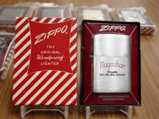 1959 Zippo Full Pat.  2517191 2 Sided 2 Color Etch & Paint Ad Lighter W/candy Box