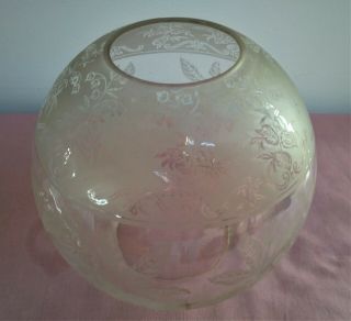 Vintage Clear Glass acid etched Floral Pattern Globe Oil Lamp Shade,  4 