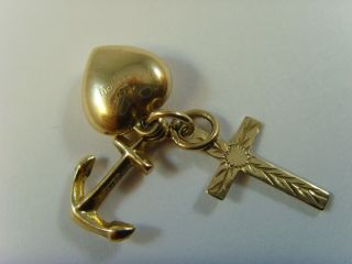 Antique Edwardian Faith Hope And Charity 9ct Gold Charm