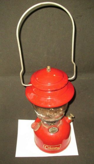 Vintage Red Coleman Camping Lantern 200a Clear Pyrex Globe Fix Up Or Parts Only