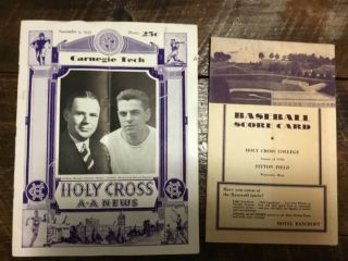 Holy Cross Sports Memorabilia Baseball Score Card 1936 And Football Aa News 1935