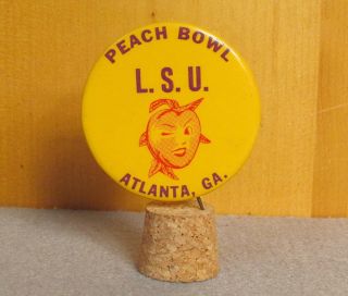 Vintage Lsu Tigers Ncaa Football Peach Bowl Pinback Pin Louisiana State Univ.