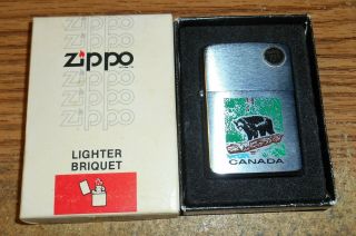 Vintage Zippo Bear Canada Niagara Falls Ontario Full Size Lighter/nib/very Rare