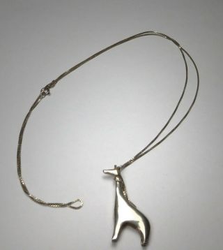 Vintage Sterling Silver Giraffe Pendant On A Chain