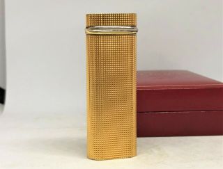 Rare Auth Cartier Trinity 3 - Color Ring K18 Gold - Plated Checkered Lighter W Case
