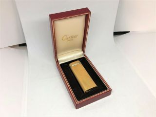 Rare Auth CARTIER Trinity 3 - Color Ring K18 Gold - Plated Checkered Lighter w Case 3