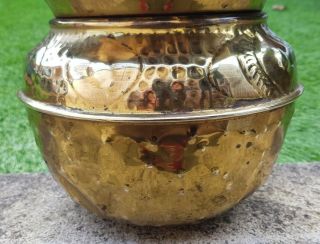 Solid brass antique vintage Arts & Crafts hammered metal solid brass jardiniere 2