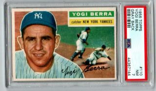 1956 Topps 110 Yogi Berra Yankees Gray Back Psa 7 Nm
