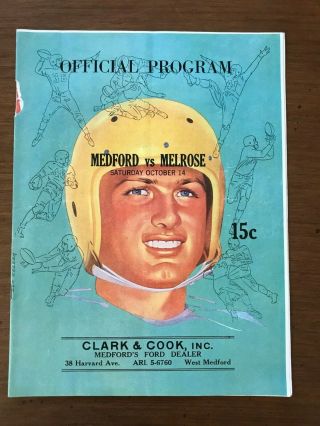1940s Boston High School Football Program - Medford Vs.  Melrose
