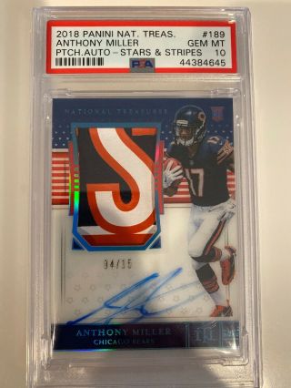 2018 National Treasures Anthony Miller Stars & Stripes Patch Rc Auto Psa 10