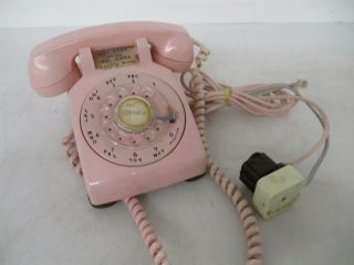 Vintage Bell System Western Electric Pink Rotary Phone With 4 Prong Plug