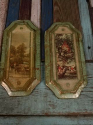 Vintage Pictures Made In Italy On Wood Set Of 2