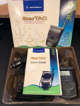 Vintage Motorola Startac 3000 Cell Phone 1998 Box And Accessories