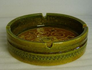 Vtg 60s/70s Brown - Green Pottery Bowl Ashtray Bitossi Cer Paoli ?