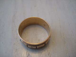 Antique Victorian Cigar Band Ring 10K Gold Sz 8 Ornate beaded edge Marked 3