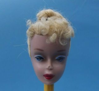 Vintage 3 Or 4 Blonde Ponytail Barbie Head W/braided Bun & Nose Nip