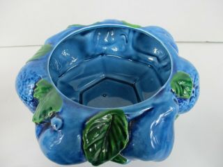 Vintage Inarco Mood Indigo Blue Fruit Cookie Jar Bowl with Lid Made in Japan 2