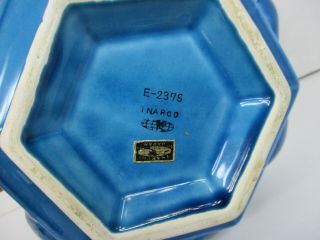 Vintage Inarco Mood Indigo Blue Fruit Cookie Jar Bowl with Lid Made in Japan 3