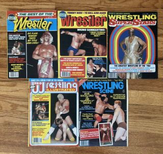 Five 1980s Vintage Pro Wrestling Magazines
