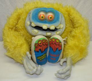 Rare Vintage 1988 Gigglee Eyes Monster Yellow Plush Toy Doll By Tamfort Ltd.