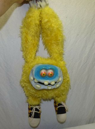 RARE Vintage 1988 Gigglee Eyes Monster Yellow Plush Toy Doll by Tamfort Ltd. 3