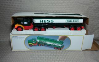Vintage 1984 Hess Gasoline Vehicle Toy Semi Truck Bank Tanker