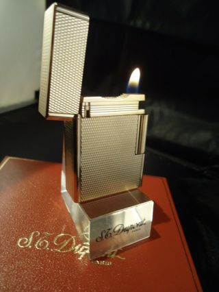 S.  T.  Dupont Line 1 Lighter - Gold Plated - Cased - Newly Serviced