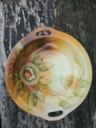 Vintage Noritake Fall Dish Bowl With Handles - Hand Painted - Acorns