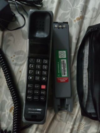 Vintage Cellular One Motorola Ultra Classic Brick Cell Phone,  Car Charger,  Case