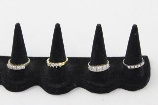 4 X Vintage.  925 Sterling Silver Single Row Cz Rings Inc.  Forever Ring (10g)