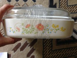 Vintage Corning Ware White Flowers 10 " Square X 2 Casserole Dish & Lid A - 10 - B