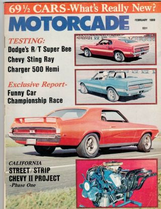 Motorcade Feb 1969 Dodge Bee - Sting Ray - Charger 500 Hemi - Vw - Funny Car Meet