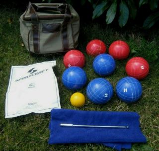 Vintage Bocce Ball Set Sportcraft 9 Piece Italy Bocce Set 9 Balls Case Bag Vtg