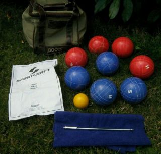 Vintage Bocce Ball Set SportCraft 9 Piece Italy Bocce Set 9 Balls Case Bag VTG 2