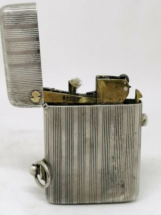 Rare Antique German D.  R.  G.  M Push Button Semi - Automatic Rasp Lighter - Silver