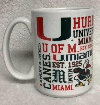 University Of Miami Florida Hurricanes “est.  1925” Coffee Cup/mug Nwot