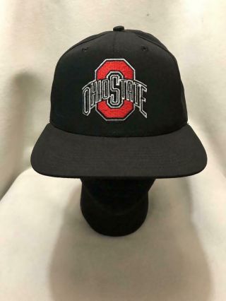 Vintage Ohio State Buckeyes University Square Black Snapback Hat Made In Usa