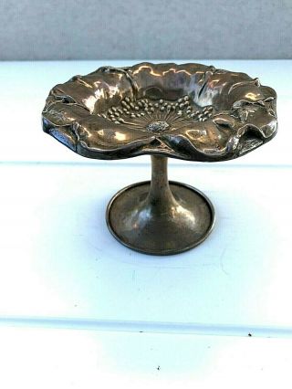 Antique Mauser Sterling Silver Repousse Poppy Bloom & Bee,  Compote,  103.  4 G,