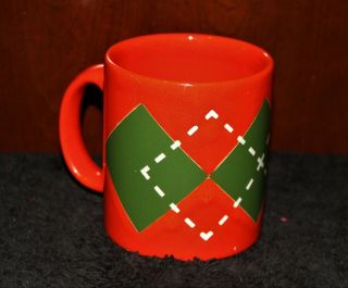 Vintage Argyle Red W/green Waechtersbach West Germany Xmas Mug /cup Very Rare