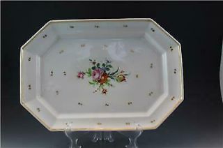 19c French Old Paris Floral Porcelain Medium Oval Serving Platter Tray