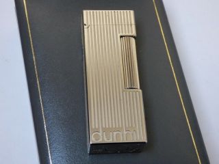 Dunhill Rollagas Lighter Silver Plated with Vertical Lines - Dunhill Logo - Boxed 2