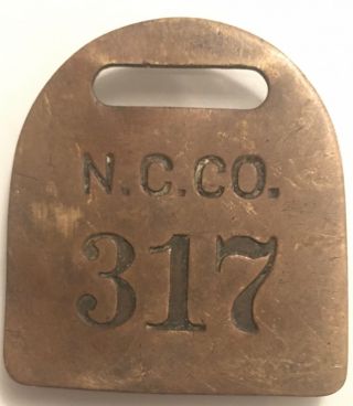 N.  C.  Co.  317 Vintage Brass Railroad Luggage Tag