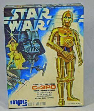 Vintage 1977 Star Wars C - 3po Mpc Scale Model Kit 10 " Tall Open Box