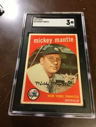 1959 Topps Mickey Mantle 10 Sgc 3 Vg 50 - 50 Centering Card