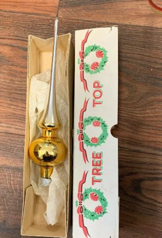 Vintage Mercury Glass Christmas Tree Topper Silver Gold Flocked 3