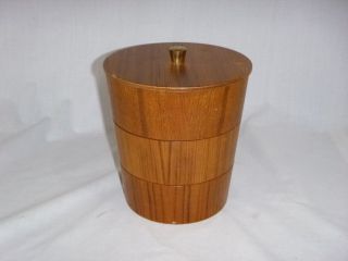 Vtg Mid Century Danish Modern Teak Bent Wood Stacking Bowls Canister W/lid