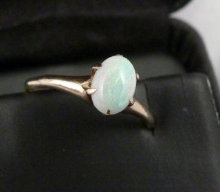 Antique Victorian 14k Gold.  40tcw Opal Cabochon Solitaire Ring 1.  5g Size 6.  25