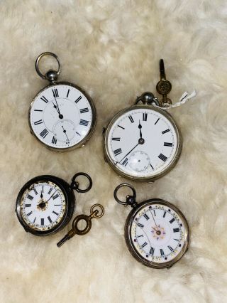 4 X Old Vintage Pocket Watches Spares